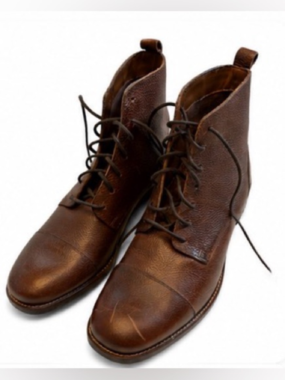 Stafford Brown Leather Lace-Up Cap Toe Boots